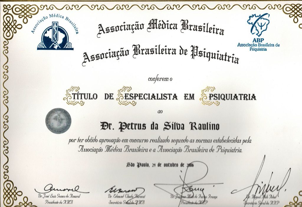 2007 - ASSOCIAÇÃO BRASILEIRA DE PSIQUIATRIA - Título de Especialista