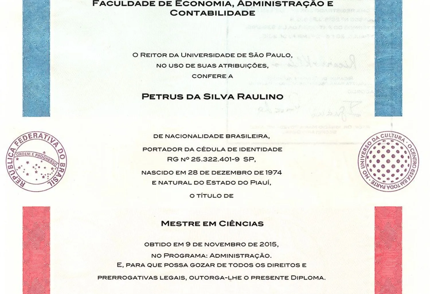 2015 - USP - Mestrado em Ciências